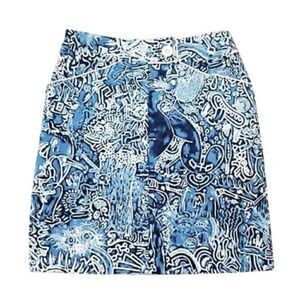 Etcetera Preppy Blue & White Paisley Printed Skirt